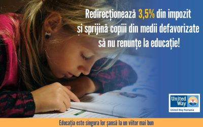 REDIRECȚIONEAZĂ 3,5% din impozit și ajută un copil din medii dezavantajate să meargă la școală